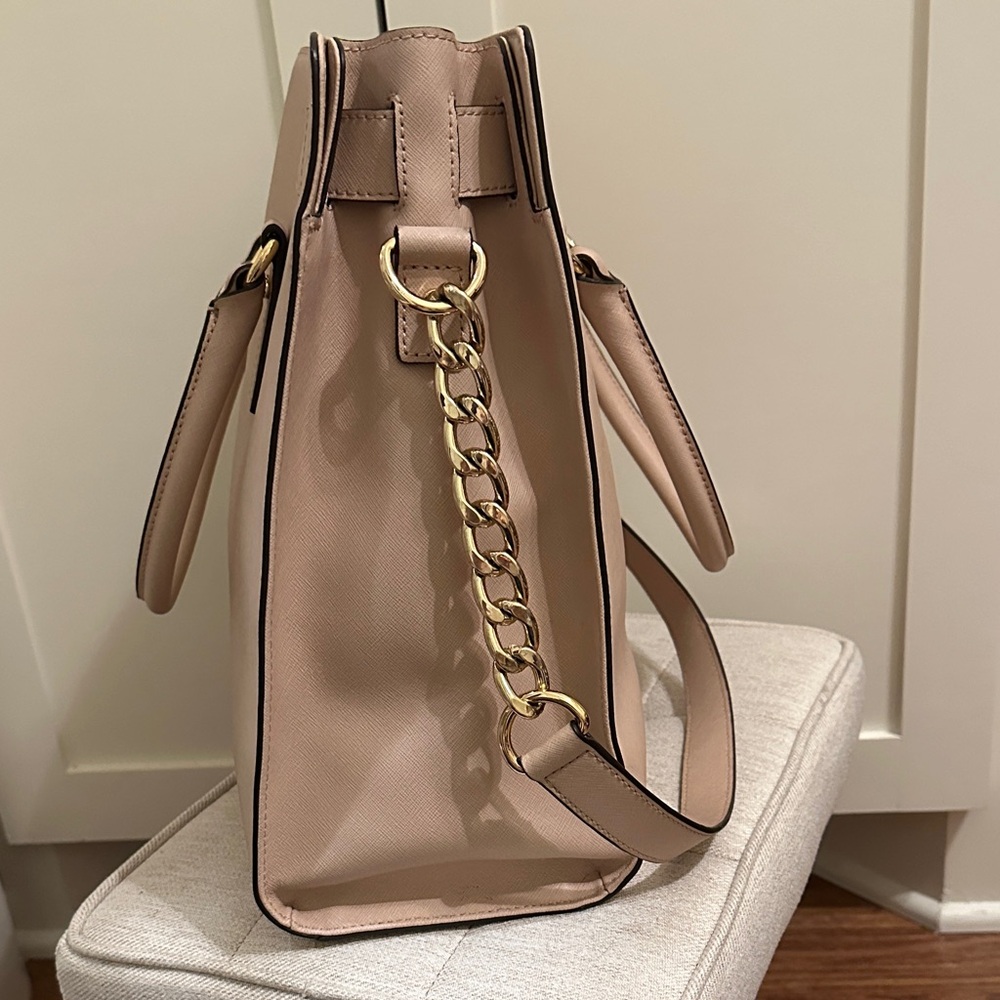 Michael Kors Hamilton Large Pink Saffiano Leather Tote Bag Gold Hardware - Picture 5 of 10